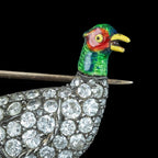 Antique Victorian Diamond Pheasant Brooch Silver Gold 1.6ct Total