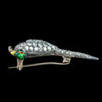 Antique Victorian Diamond Pheasant Brooch Silver Gold 1.6ct Total