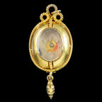 Antique Victorian Garnet Diamond Pendant Locket 18ct Gold