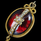 Antique Victorian Garnet Diamond Pendant Locket 18ct Gold