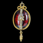Antique Victorian Garnet Diamond Pendant Locket 18ct Gold
