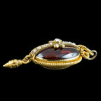 Antique Victorian Garnet Diamond Pendant Locket 18ct Gold