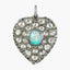 Victorian Style Opal Diamond Heart Pendant Silver 18ct Gold