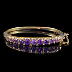 Vintage Amethyst Diamond Bangle 9ct Gold 