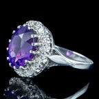 Vintage Amethyst Diamond Cluster Ring 4.5ct Amethyst 