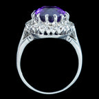 Vintage Amethyst Diamond Cluster Ring 4.5ct Amethyst 