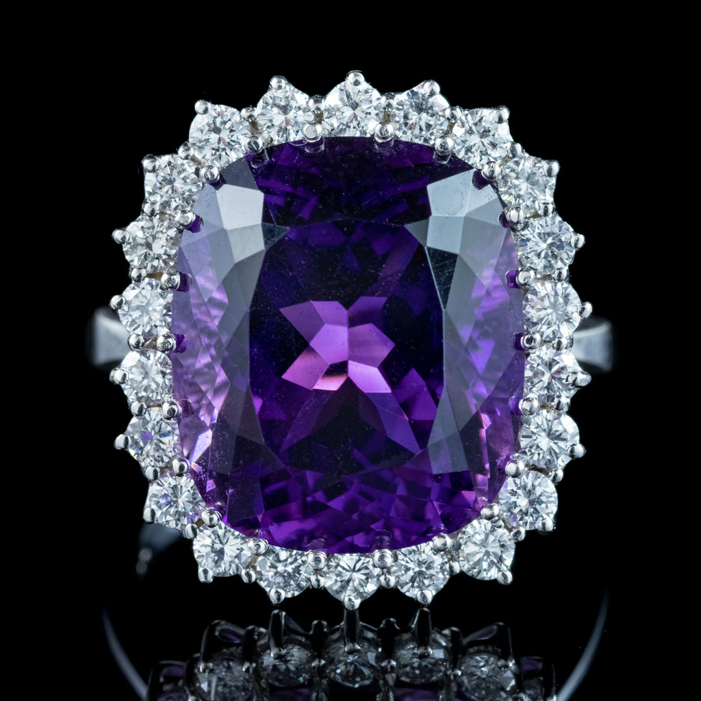 Vintage Amethyst Diamond Cocktail Ring 12ct Amethyst 