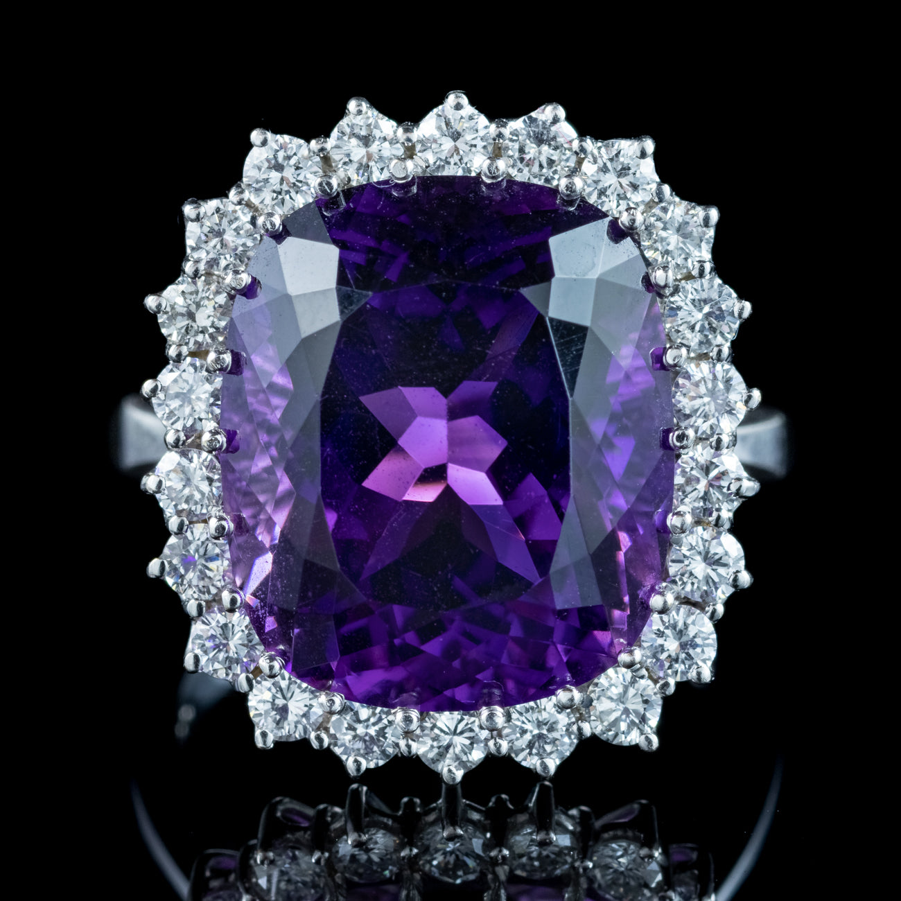 Vintage Amethyst Diamond Cocktail Ring 12ct Amethyst 