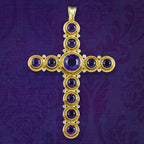 Vintage Amethyst Diamond Cross Pendant 18ct Gold 
