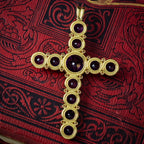 Vintage Amethyst Diamond Cross Pendant 18ct Gold 