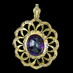 Vintage Amethyst Diamond Pendant 18ct Gold 12ct Amethyst