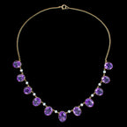 Vintage Amethyst Pearl Necklace 9ct Gold 27ct Of Amethyst Dated 1976