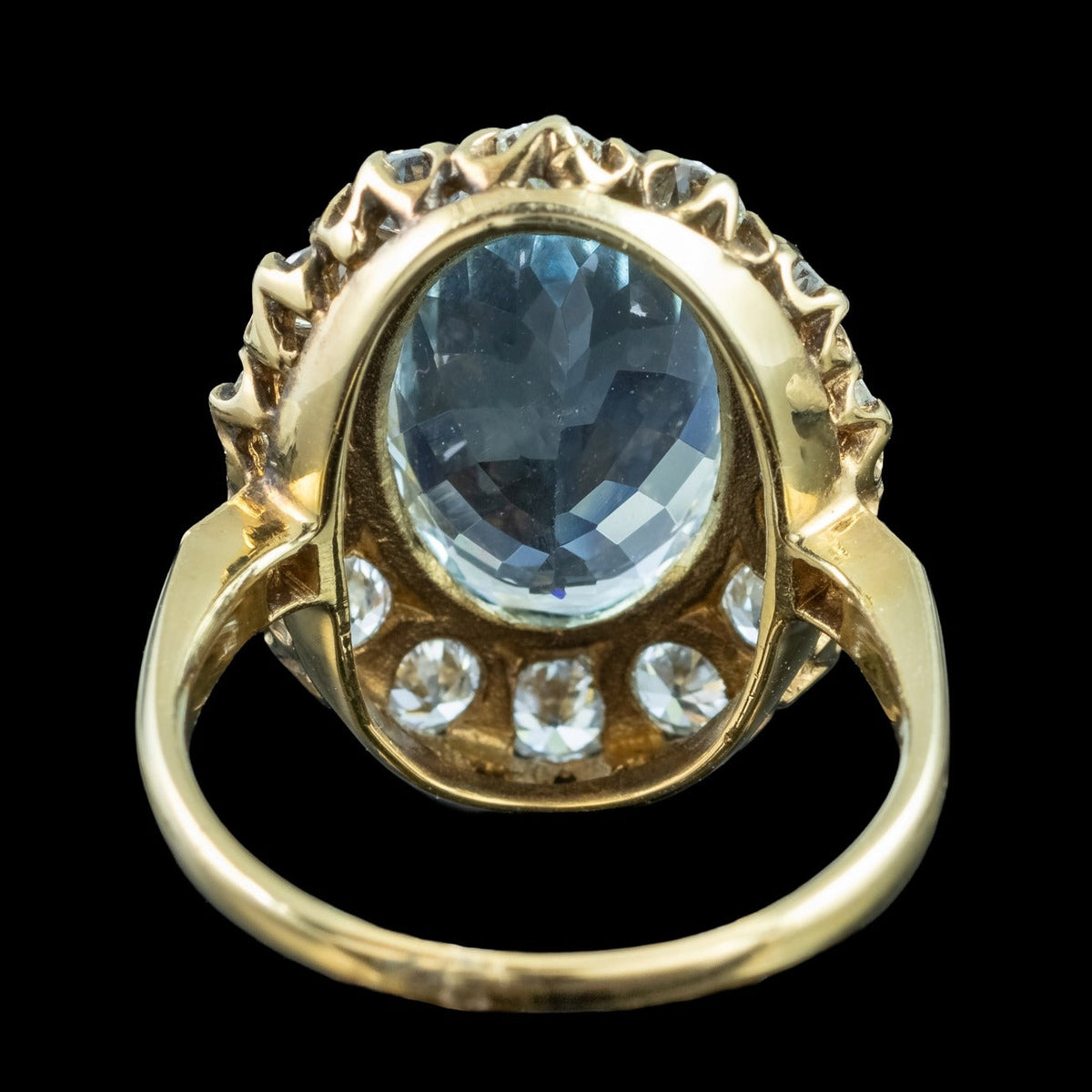 Vintage Aquamarine Diamond Cluster Ring 5.5ct Aqua
