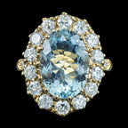 Vintage Aquamarine Diamond Cluster Ring 5.5ct Aqua
