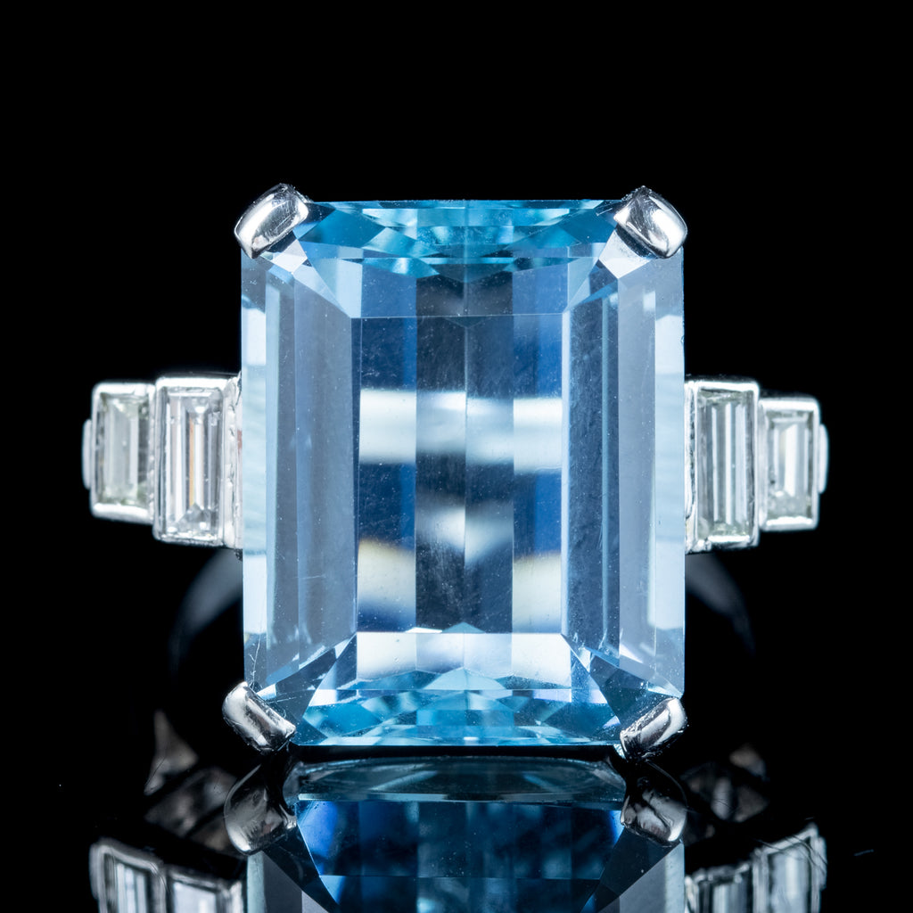 Vintage Aquamarine Diamond Cocktail Ring 8ct Aqua