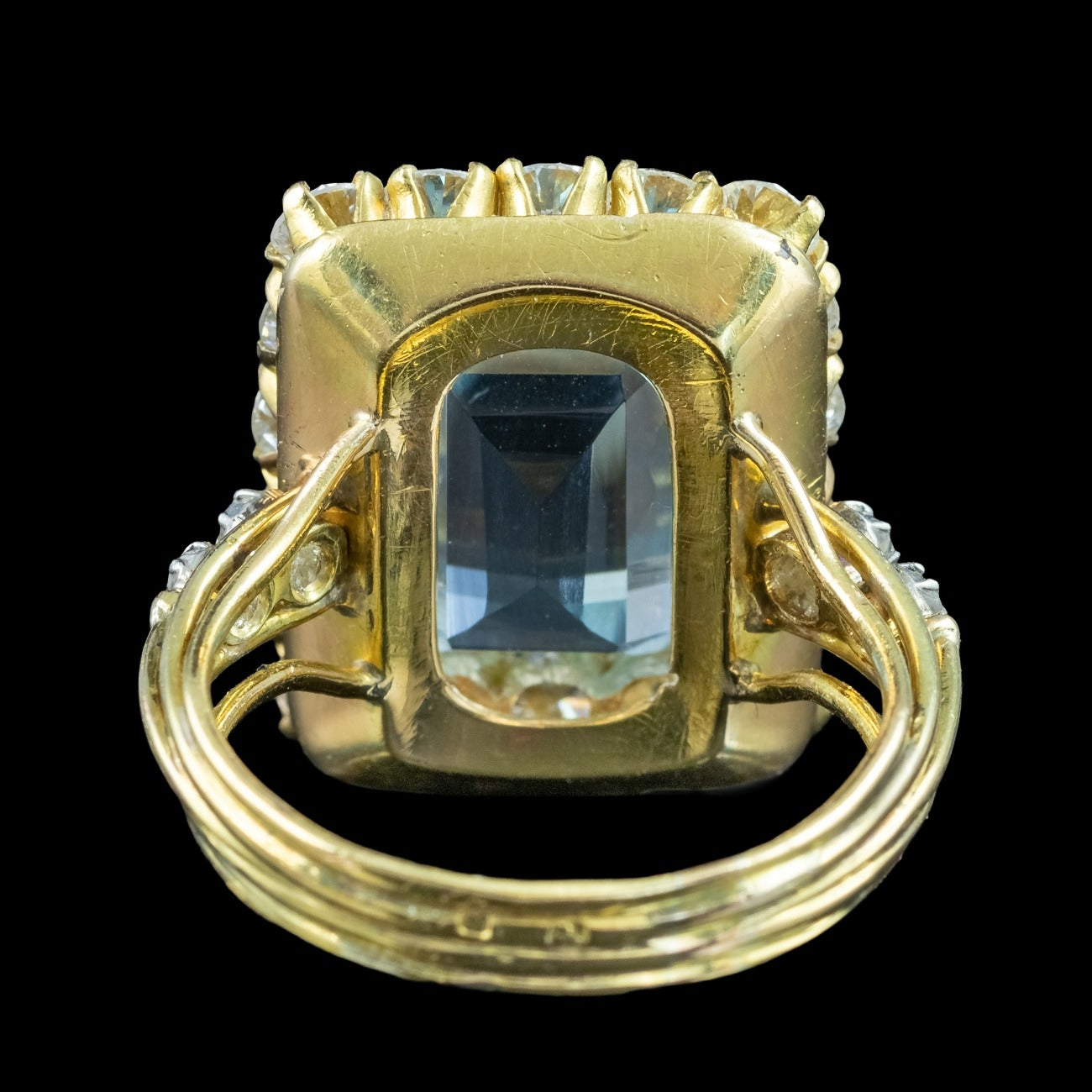 Vintage Aquamarine Diamond Cocktail Ring 8ct Aqua