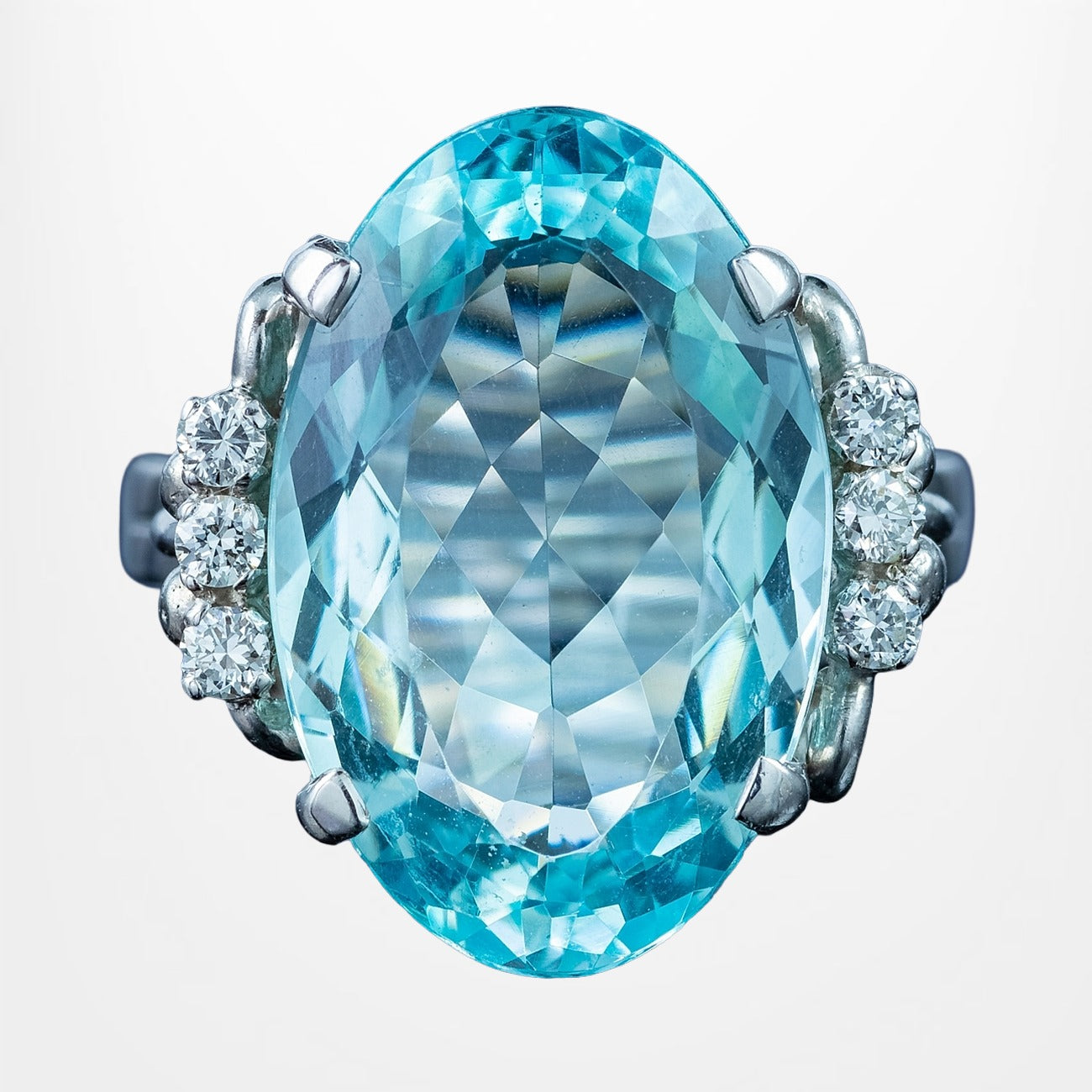 Vintage Aquamarine Diamond Cocktail Ring 7.5ct Aqua Main image