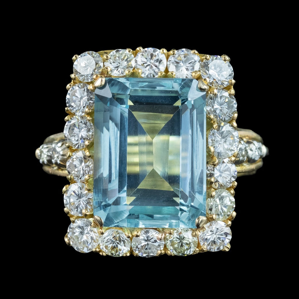 Vintage Aquamarine Diamond Cocktail Ring 8ct Aqua