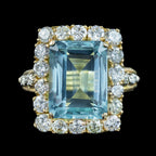 Vintage Aquamarine Diamond Cocktail Ring 8ct Aqua