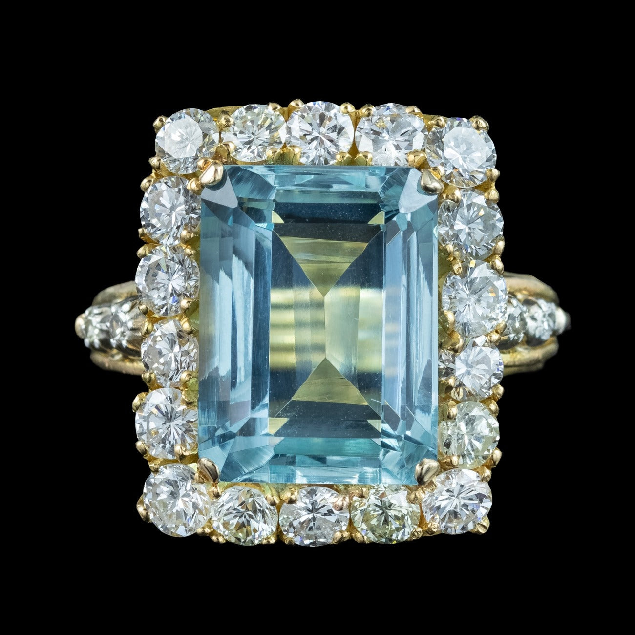 Vintage Aquamarine Diamond Cocktail Ring 8ct Aqua