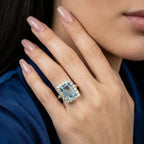 Vintage Aquamarine Diamond Cocktail Ring 8ct Aqua