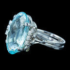 Vintage Aquamarine Diamond Cocktail Ring 7.5ct Aqua