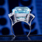 Vintage Aquamarine Diamond Cocktail Ring 25ct Aqua