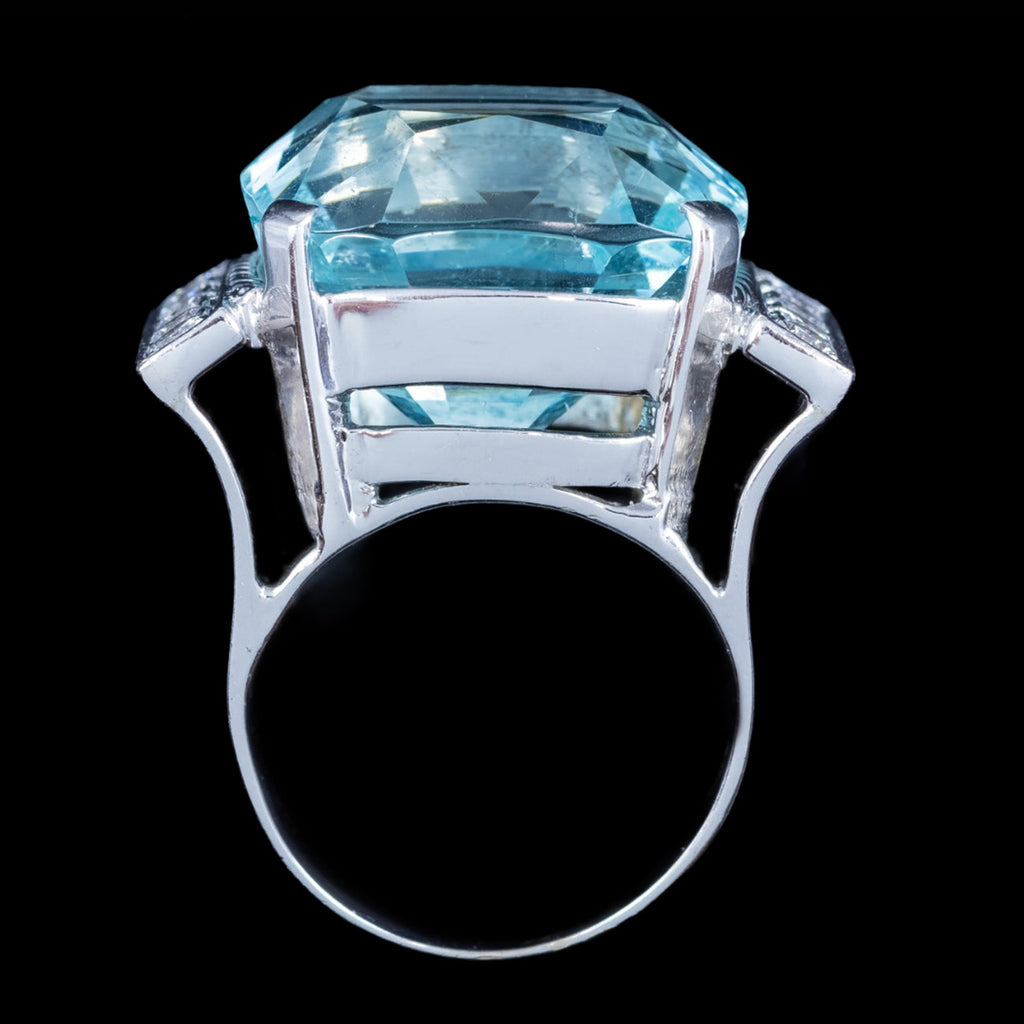 Vintage Aquamarine Diamond Cocktail Ring 25ct Aqua