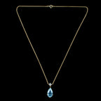 Vintage Aquamarine Diamond Lavaliere Pendant Necklace 18ct Gold
