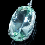 Vintage Aquamarine Diamond Pendant Necklace 18ct Gold 62ct Green Aqua