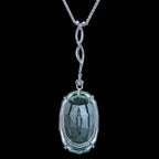 Vintage Aquamarine Diamond Pendant Necklace 18ct Gold 62ct Green Aqua