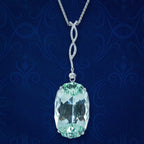 Vintage Aquamarine Diamond Pendant Necklace 18ct Gold 62ct Green Aqua