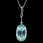 Vintage Aquamarine Diamond Pendant Necklace 18ct Gold 62ct Green Aqua