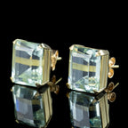 Vintage Aquamarine Stud Earrings 18ct Gold 6ct Aquas