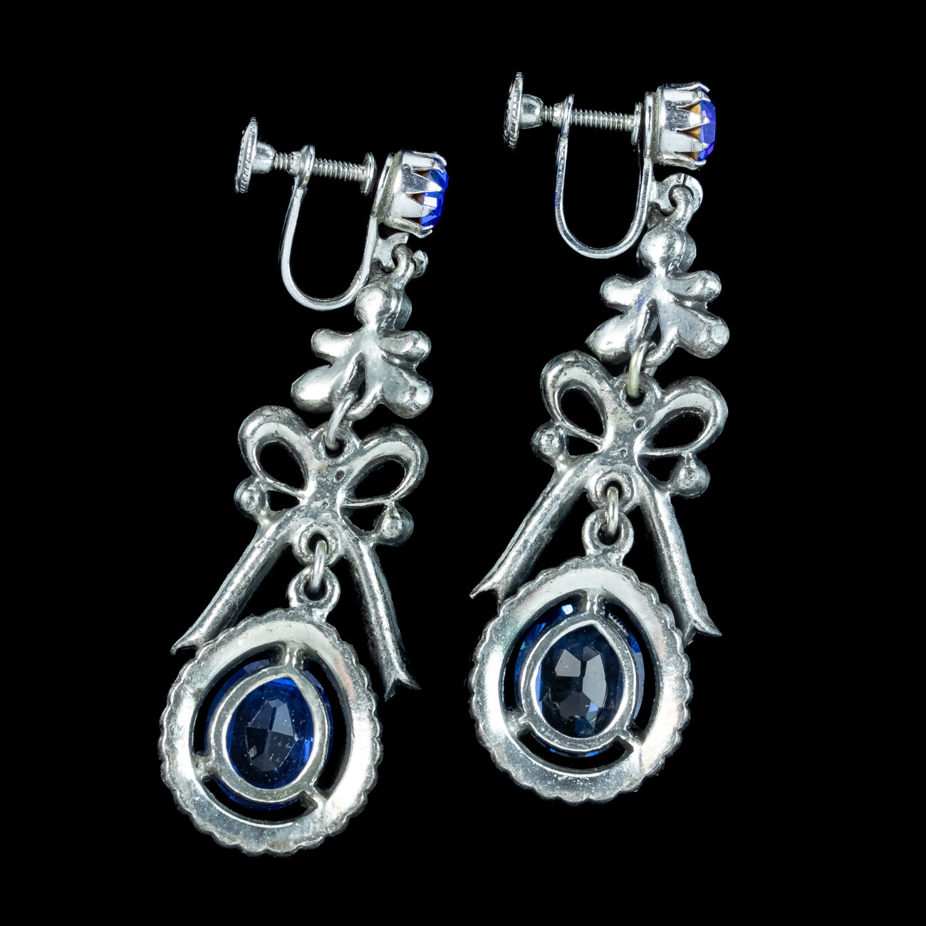 Vintage Blue Paste Bow Drop Earrings Secondary image