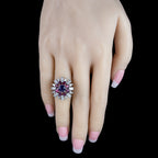 Vintage Cluster Cocktail Ring Violet Sapphire Ruby Diamond