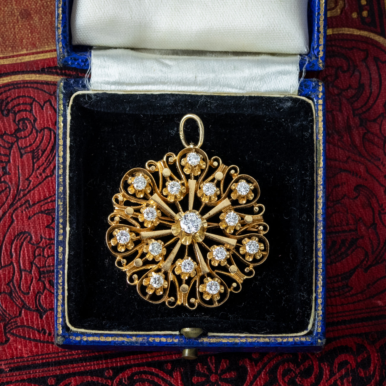 Vintage Diamond Brooch 14ct Gold 1.42ct Diamond With Box Secondary image