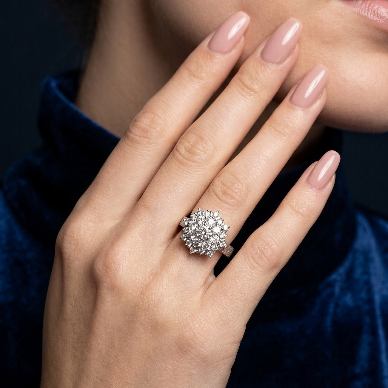 Vintage Diamond Cluster Ring 2.4ct Total Secondary image