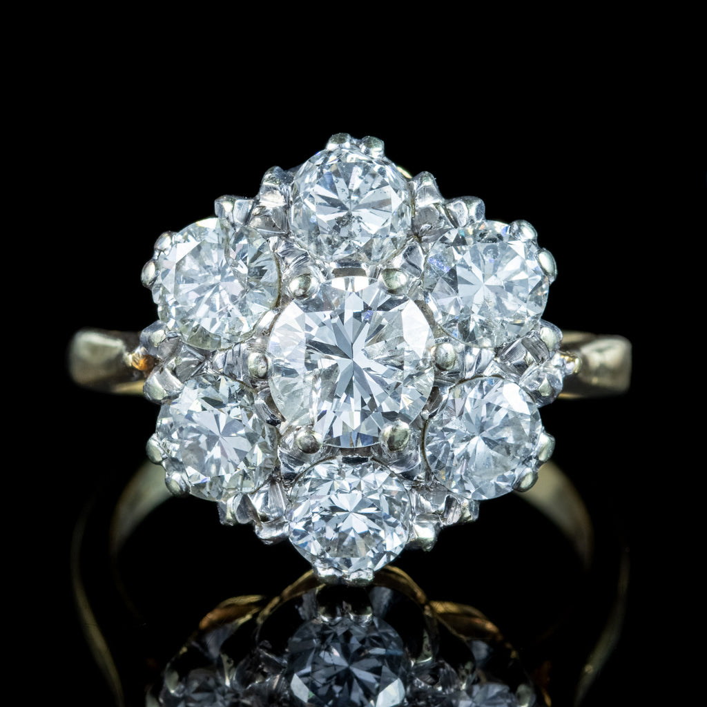 Vintage Diamond Cluster Ring 2.5ct Total