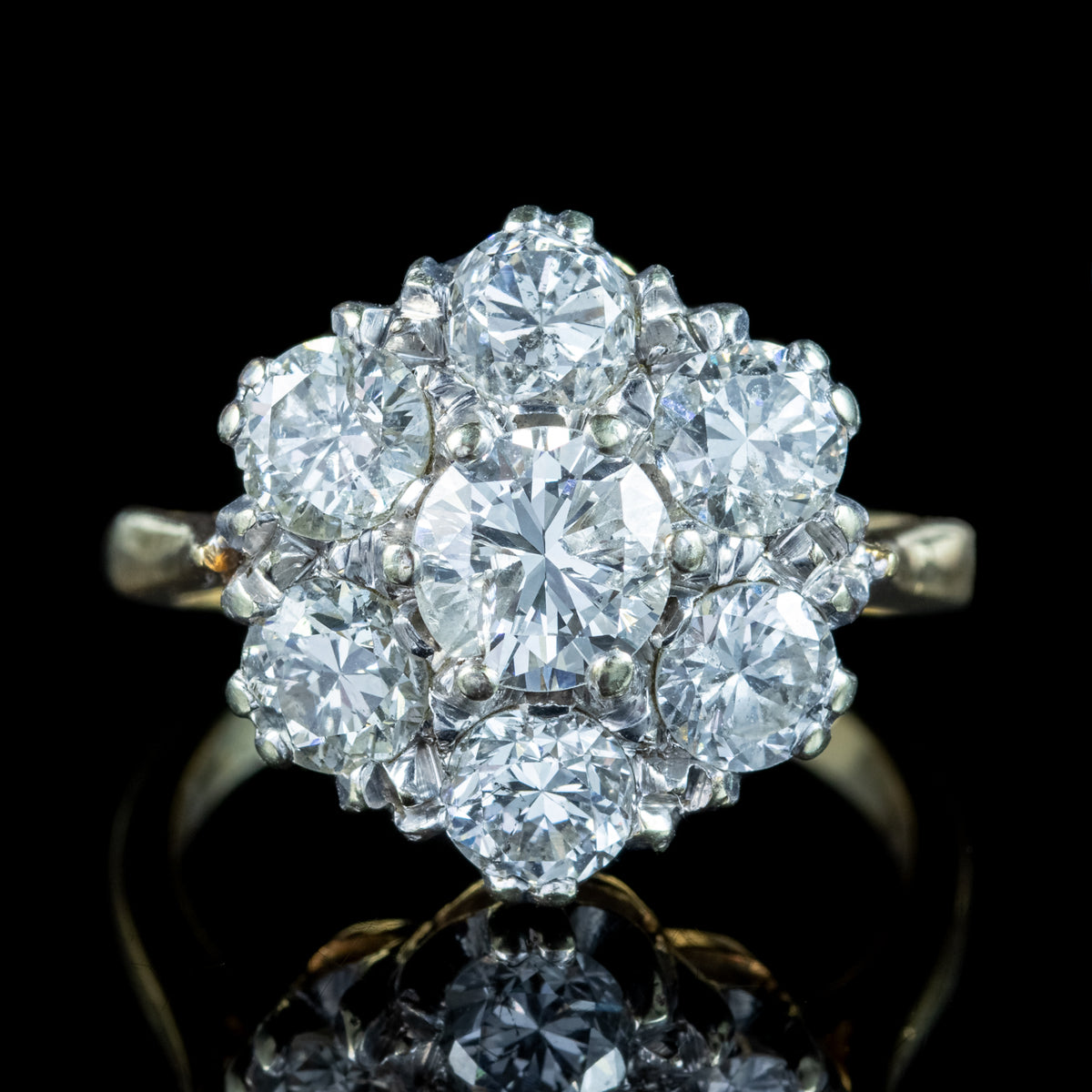Vintage Diamond Cluster Ring 2.5ct Total