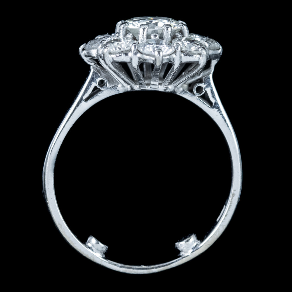 Vintage Diamond Daisy Cluster Ring 2.35ct Total Dated 1977