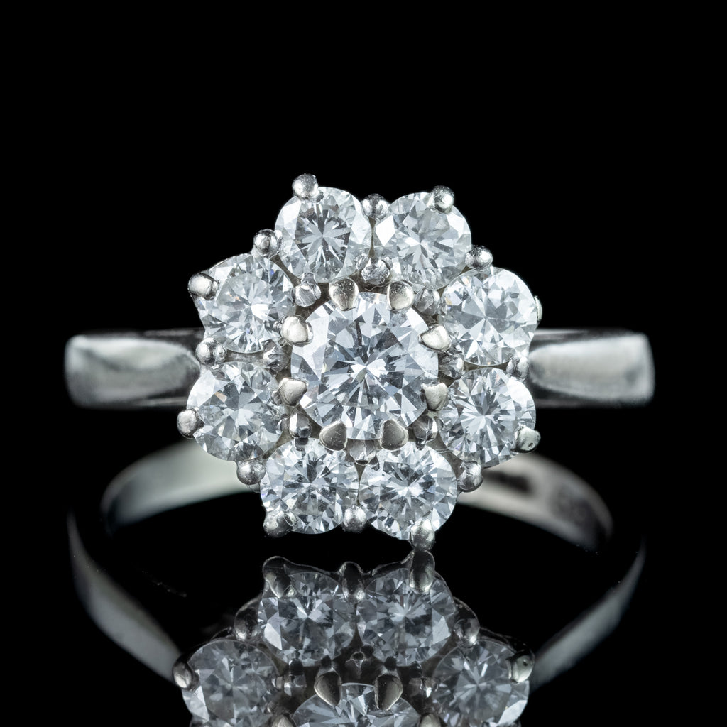 Vintage Diamond Daisy Cluster Ring 1.7ct Total