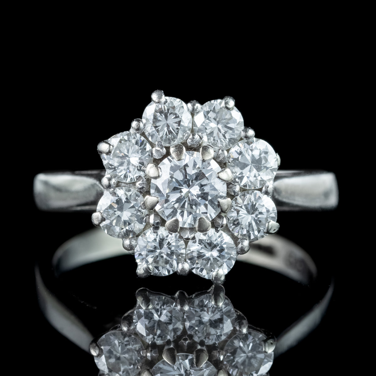 Vintage Diamond Daisy Cluster Ring 1.7ct Total