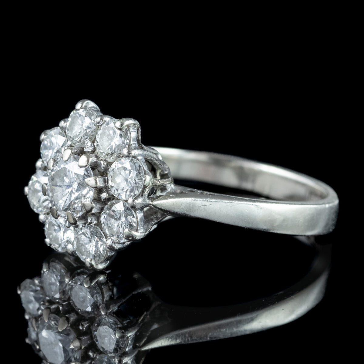 Vintage Diamond Daisy Cluster Ring 1.7ct Total