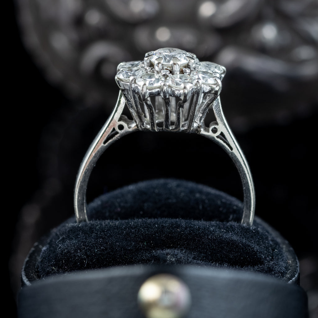 Vintage Diamond Daisy Cluster Ring 1.7ct Total