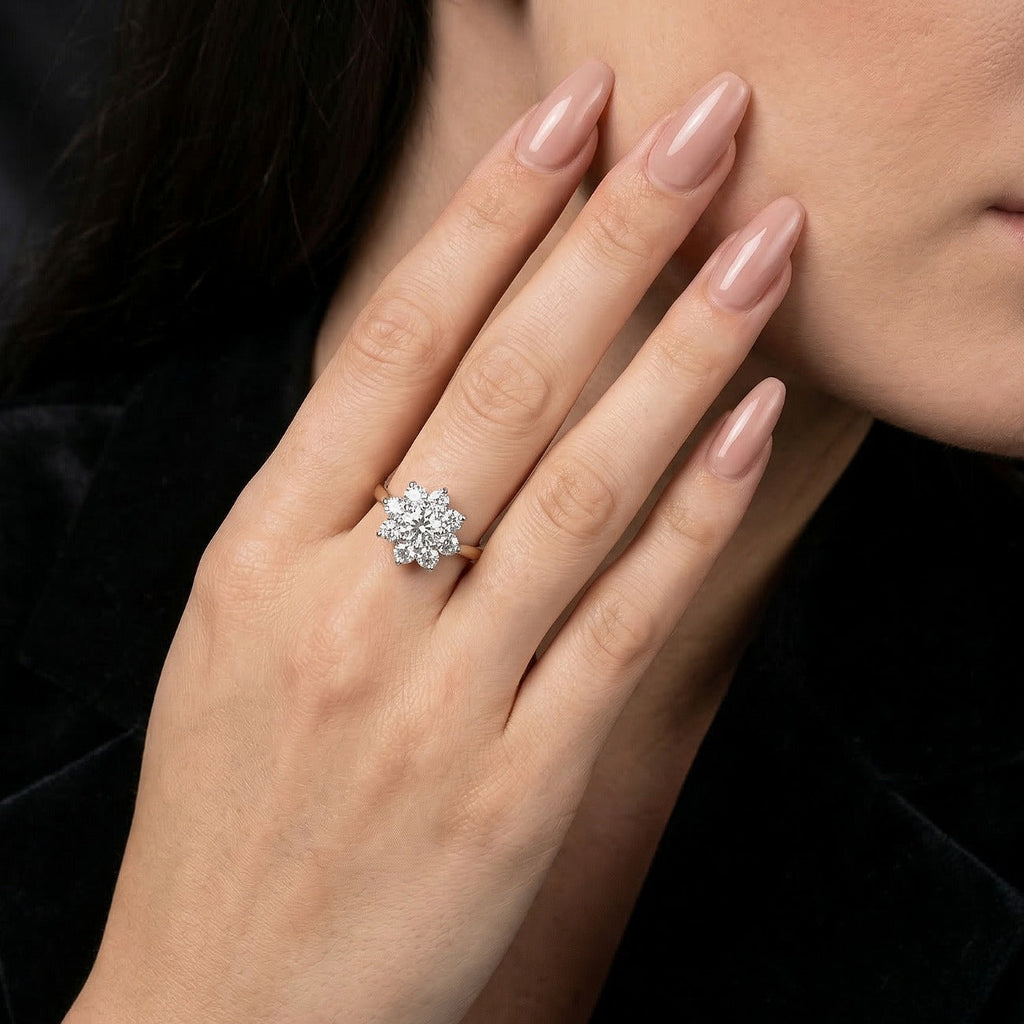 Vintage Diamond Daisy Cluster Ring 1.5ct Total