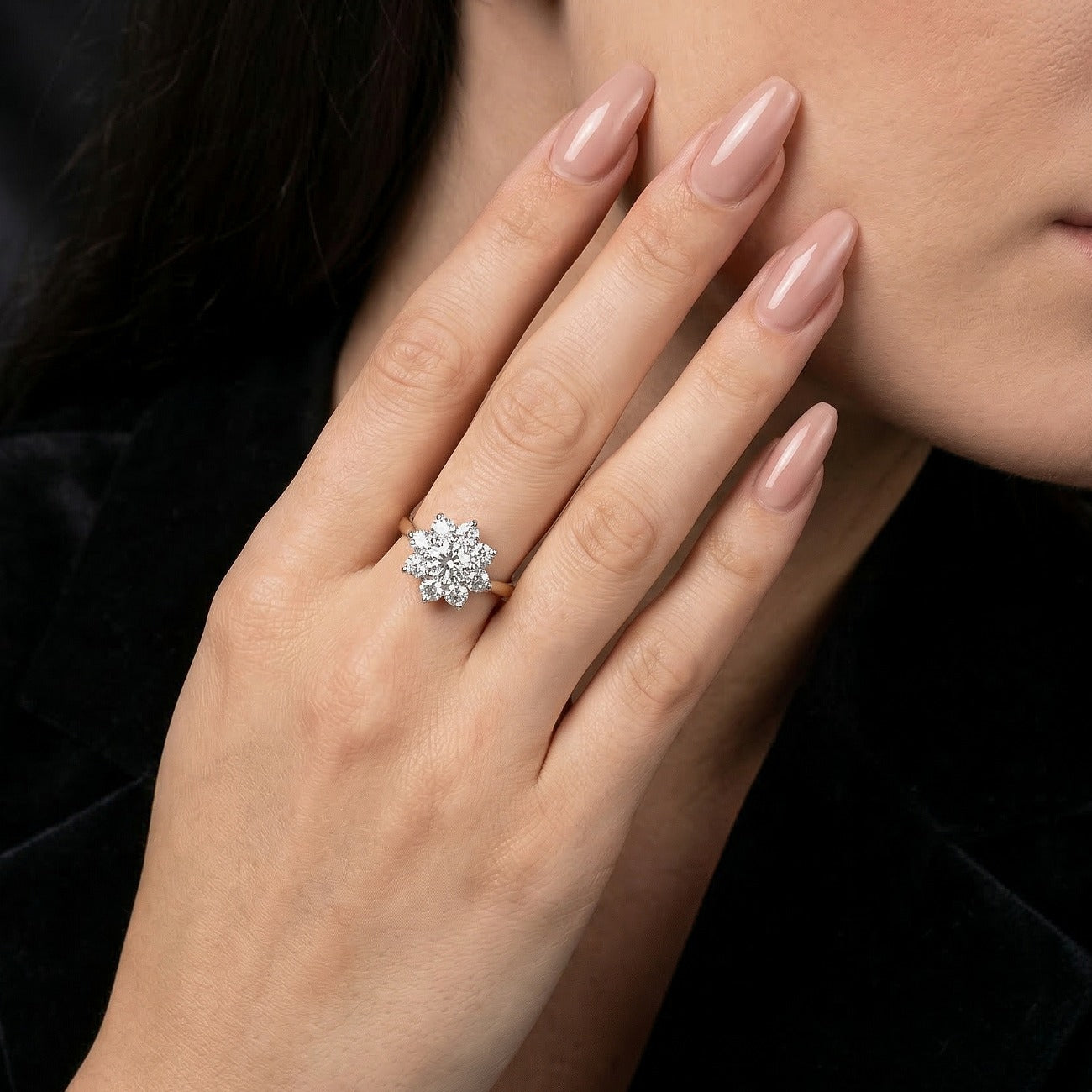 Vintage Diamond Daisy Cluster Ring 1.5ct Total