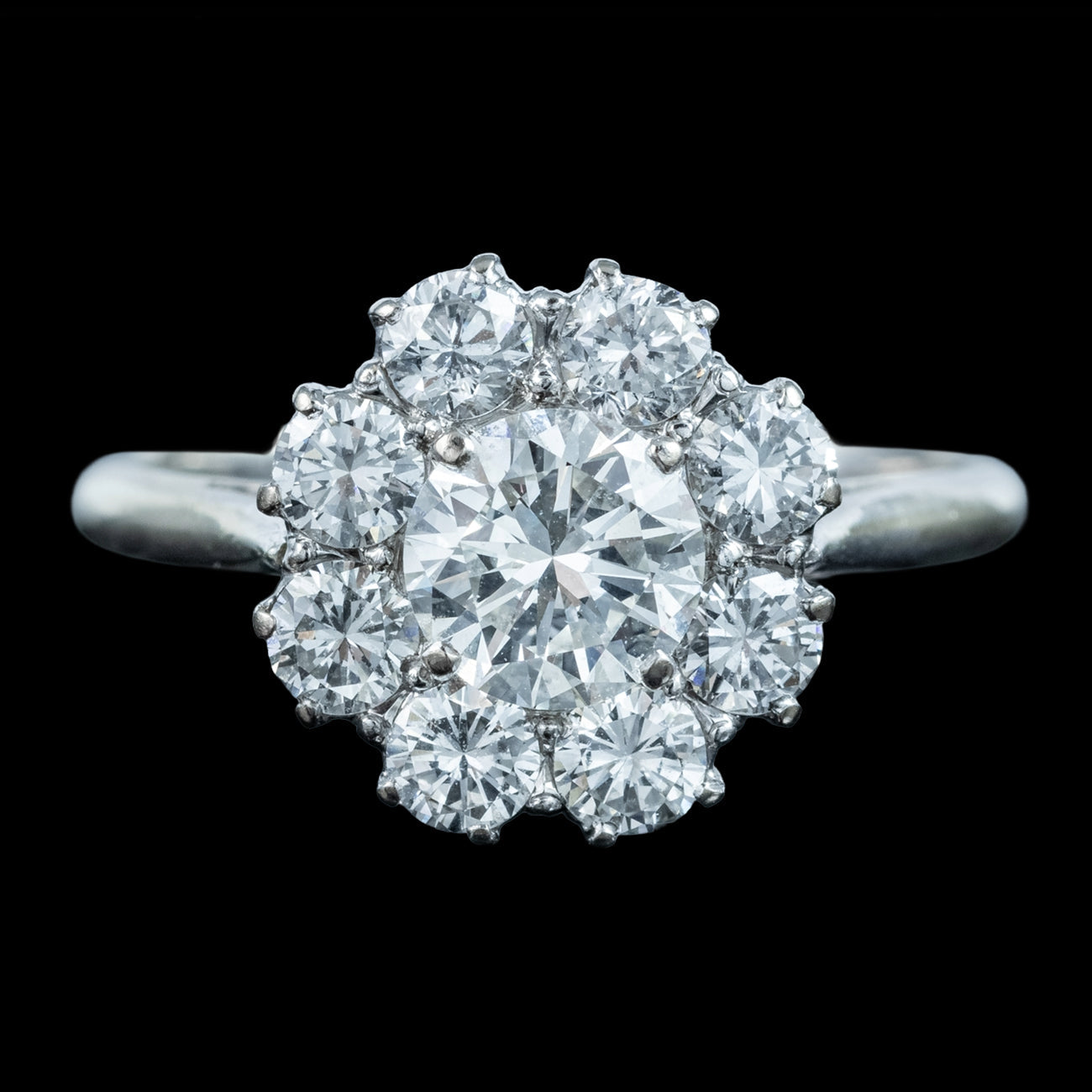 Vintage Diamond Daisy Cluster Ring 1.60ct Total