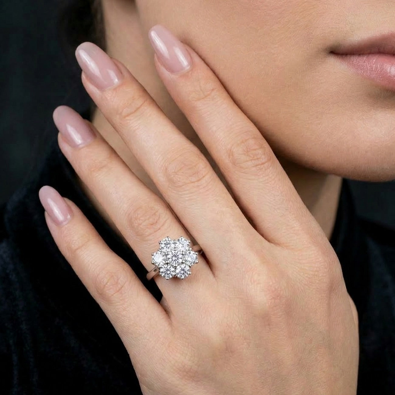 Vintage Diamond Daisy Cluster Ring 2.1ct Total Secondary image