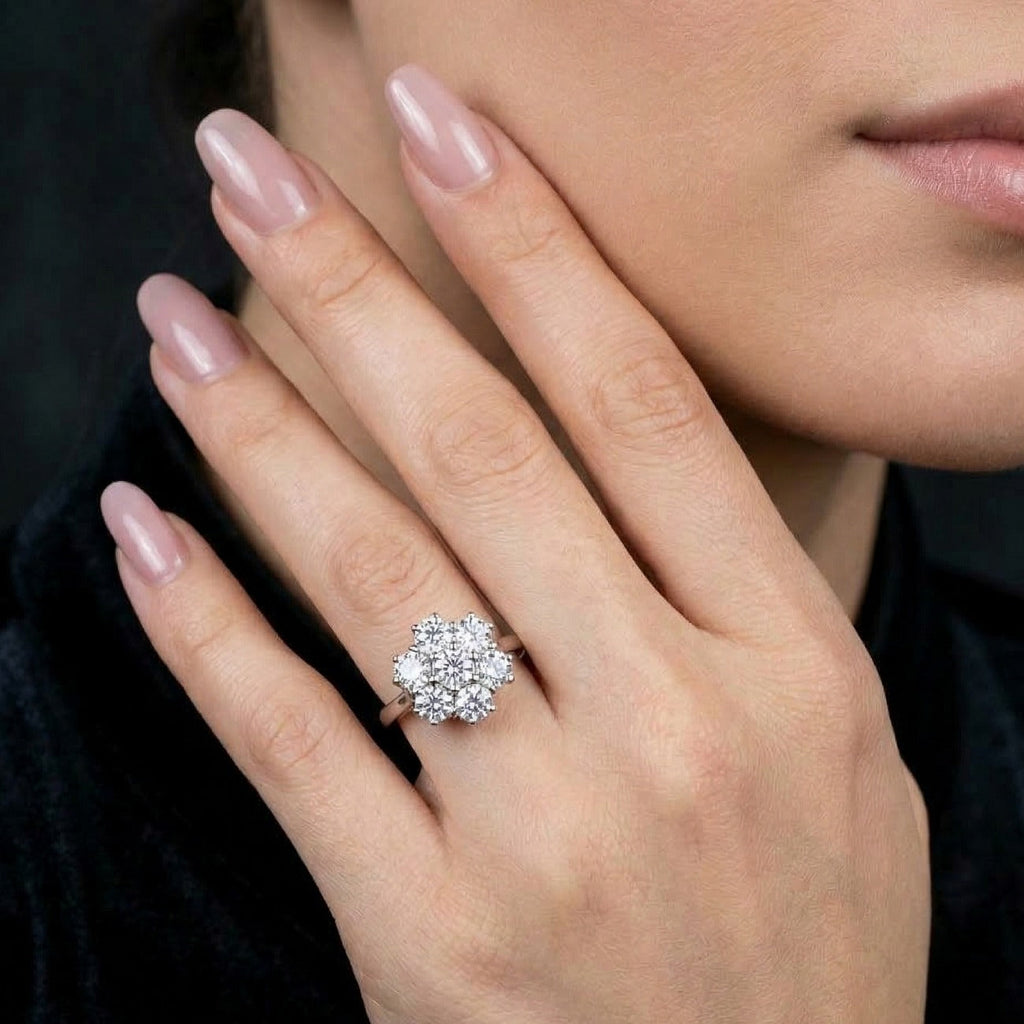 Vintage Diamond Daisy Cluster Ring 2.1ct Total